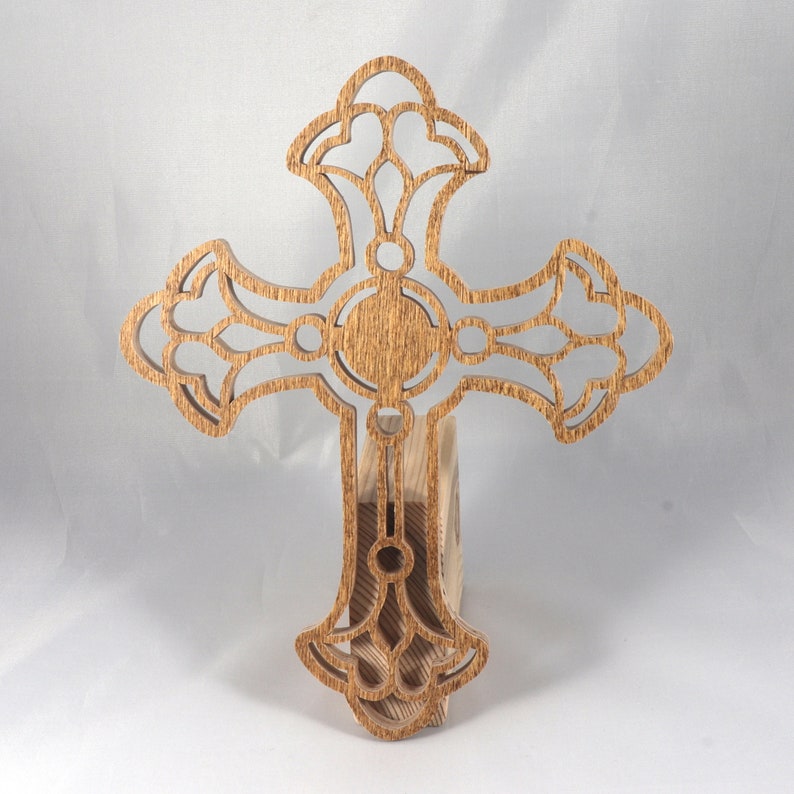 This beautiful handmade rustic fretwork cross is made from reclaimed hardwood flooring samples and adds a touch of rustic elegance to your home.
