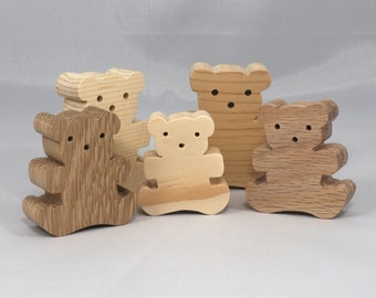 Wood Toy Teddy Bear Cutout, Handmade, Unfinished, Unpainted, Paintable, Ready to Paint from the Itty Bitty Animal Collection 1351425809