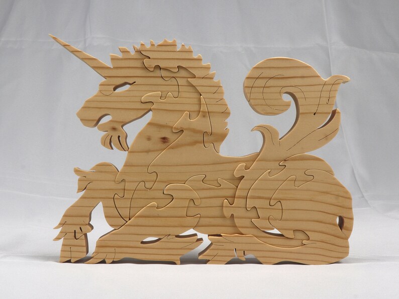 Handmade Wooden Unicorn Fantasy Animal Puzzle