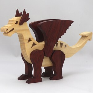 Handmade Wood Dragon Fantasy Animal Figurine Made From Select Grade Contrasting Hardwoods And Finished With A Custom Blend Of Oils and Waxes