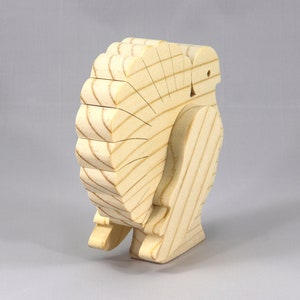 Handmade 3D layered freestanding wooden turkey figurine, unfinished and unpainted. Perfect for Thanksgiving decor, crafts, or as a toy.