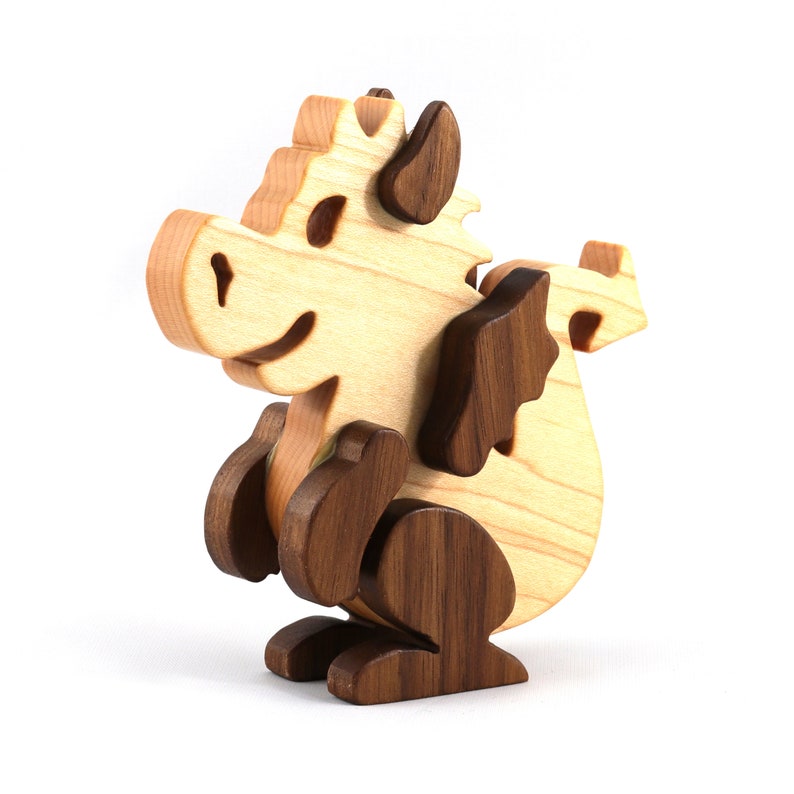 Wood Baby Dragon Fantasy Animal Figurine Handmade From Select Grade Hardwoods And Finished With Mineral Oil And Beeswax