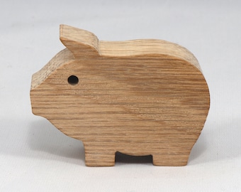 Handmade Wooden Pig Cutout, Unfinished Mini Animal Toy, Made In The USA