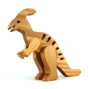 Handmade toy dinosaur figurine parasaurolophus hand finished and made from select grade hardwoods from my Buddies Dinos Collection