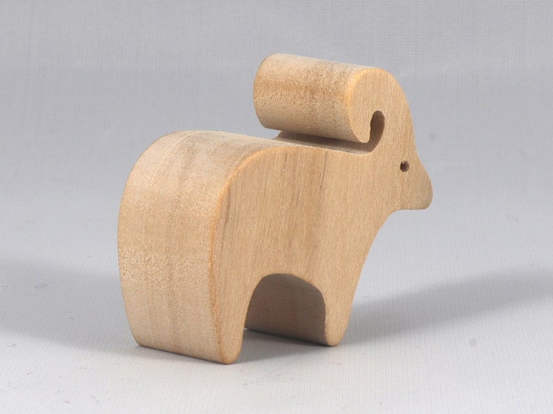 Handmade wooden toy ram sheep cutout unfinished, unpainted, freestanding, and stackable from my Itty Bitty Animal Collection