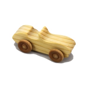 Wooden Toy Car Convertible Sports Coupe Handmade and Finished Miniature Snazzy Ripsnorter