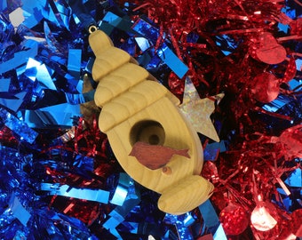 Wooden Miniature Birdhouse Ornament
