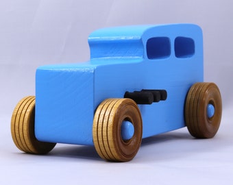 Handmade Wood Toy Car: Baby Blue 1932 Hot Rod Sedan