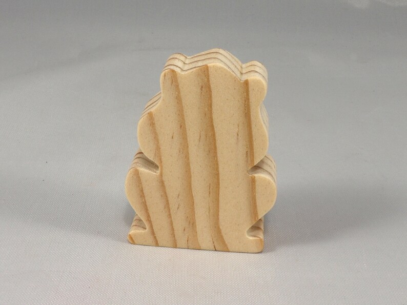 Handmade Wooden Toy Frog Cutout, Unfinished, Unpainted, Paintable, Ready to Paint, Freestanding, Chunky, and Stackable