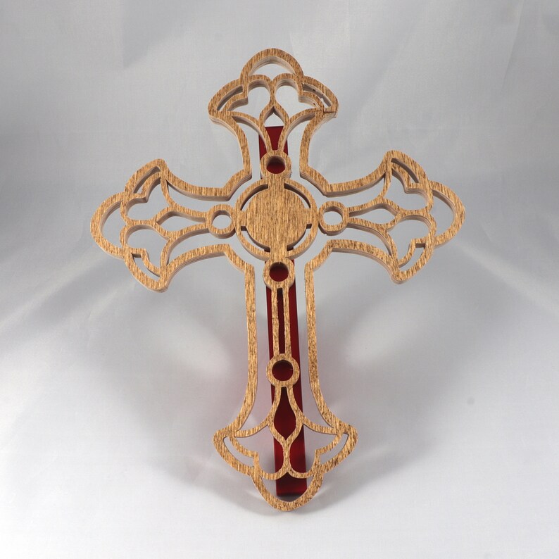 This beautiful handmade rustic fretwork cross is made from reclaimed hardwood flooring samples and adds a touch of rustic elegance to your home.