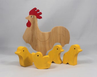 Wooden Chicken Family Stacking Animal Puzzle Handmade And Finished