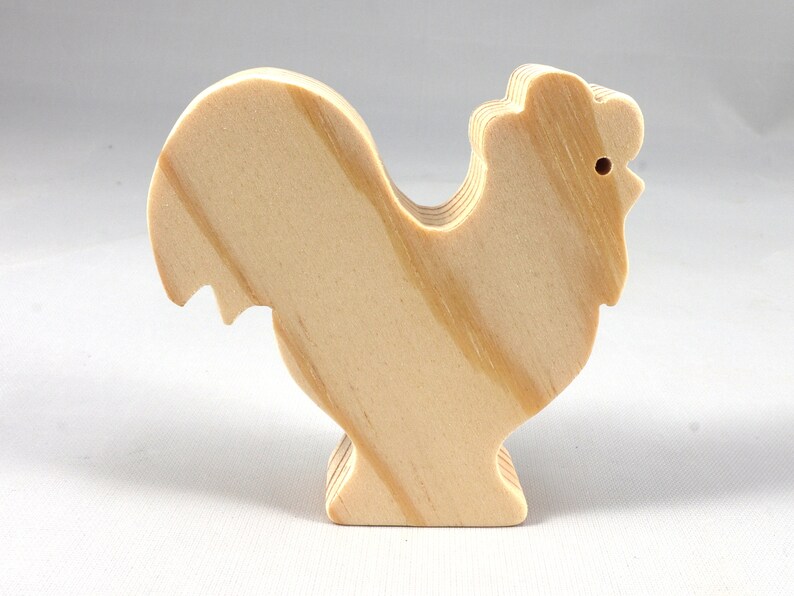Wood Toy Rooster/Chicken Blank Cutout, Handmade, Unfinished, Unpainted, Paintable, and Ready to Paint From My Itty Bitty Animal Collection