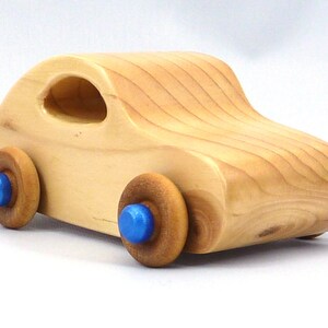 Wooden Toy Car, Natural Solid Wood Coupe, Small 3.6 Inch Push Toy, USA Made