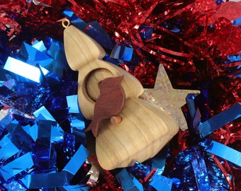 Wooden Miniature Birdhouse Ornament