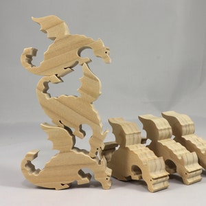Handmade Wood Toy Peeking Dragon Cutout Freestanding, Unfinished Unpainted And Ready to Paint From My Itty Bitty Animal Collection