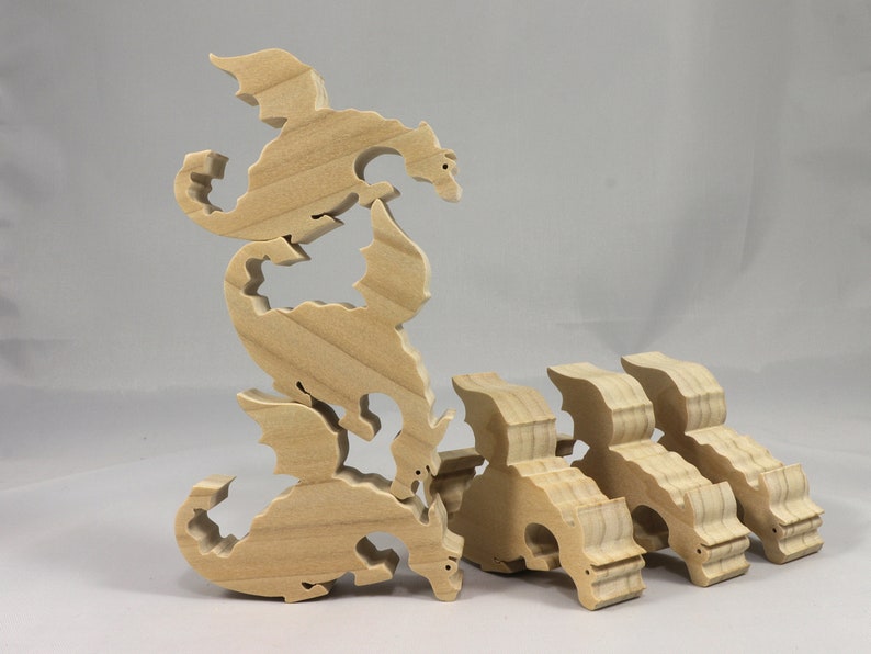 Handmade Wood Toy Peeking Dragon Cutout Freestanding, Unfinished Unpainted And Ready to Paint From My Itty Bitty Animal Collection
