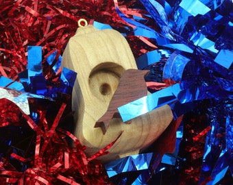 Wooden Miniature Birdhouse Ornament: Bell, Made In The USA
