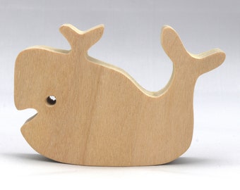 Wood Toy Whale Cutout, Handmade, Unfinished, Unpainted, Ready to Paint, and Freestanding, from the Itty Bitty Animal Collection