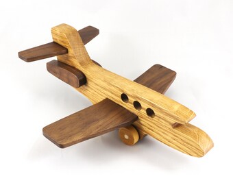 Wooden Toy Airplane/Airliner Made From Select Grade Hardwoods Finished With Shellac Sized To Work My Play Pal Toy Collection - Made To Order