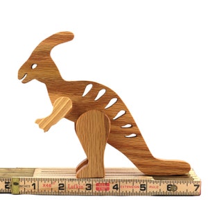 Handmade toy dinosaur figurine parasaurolophus hand finished and made from select grade hardwoods from my Buddies Dinos Collection