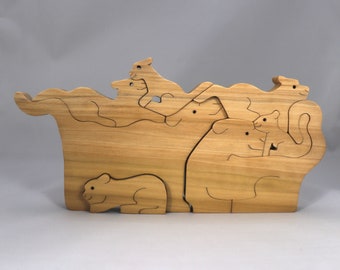 Wooden Cougar Family Puzzle: 7 Pieces, USA Made