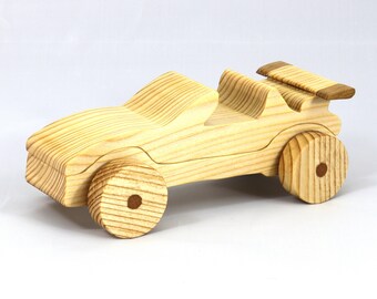 Wooden Convertible Toy Car, Shellac Finish, 5.5 Inches, Handmade in the USA