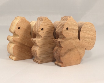 Handmade Wooden Squirrel Cutout: Unfinished