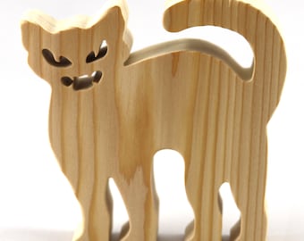 Halloween Cat Cutout Unfinished Wood Freestanding and Ready to Paint for Decoration, Crafts, ot Toys