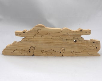Wood Alligator Family Puzzle: Handmade in the USA