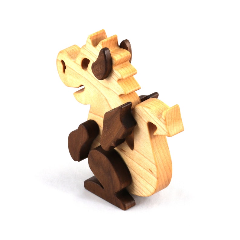 Wood Baby Dragon Fantasy Animal Figurine Handmade From Select Grade Hardwoods And Finished With Mineral Oil And Beeswax