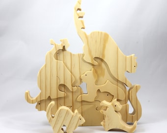 Stack of Cats and Kittens Puzzle Eight Pieces Handmade and Finished - Made To Order