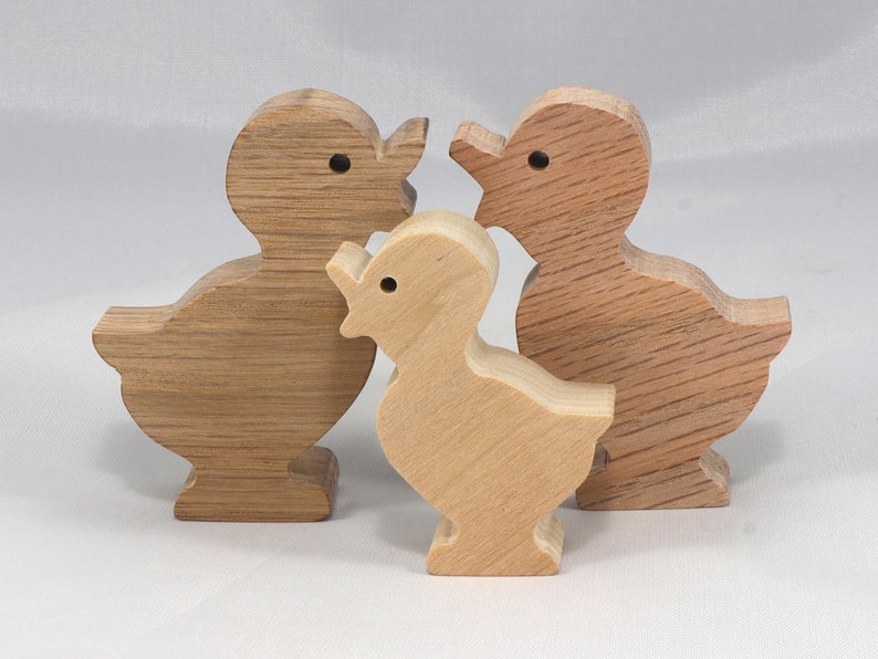 Wooden duck cutout, handmade, unfinished, and unpainted, from the Itty Bitty Animal Collection. Natural wood, freestanding, stackable, and paintable. Suitable for crafts or toys, American-made