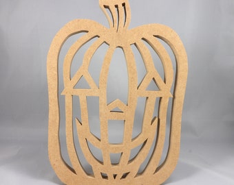 Fretwork Halloween Jack-o-Lantern Hamdmade Unpainted Wall or Door Decor
