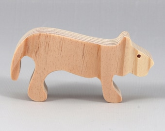 Handmade Wooden Toy Lion - Unfinished Animal Figurine