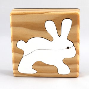 Wood Puzzle Bunny Rabbit, Handmade from Select Grade Hardwood and Hand Painted Animal Puzzle From My Puzzle Pals Collection
