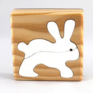 Wood Puzzle Bunny Rabbit, Handmade from Select Grade Hardwood and Hand Painted Animal Puzzle From My Puzzle Pals Collection