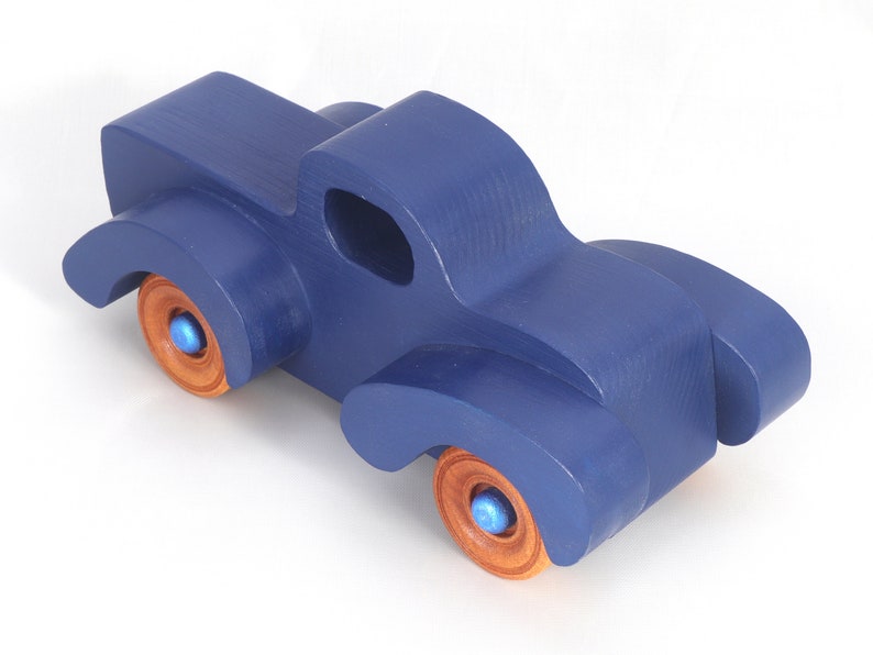 Wood Toy Truck Handmade and Finished with Navy Blue and image 2