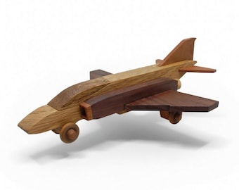 Handmade Wooden Toy Airplane: F-4 Phantom Fighter Jet