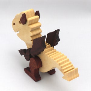 Handmade mythical fantasy dragon figurine crafted from select hardwoods and finished with custom mineral oil and wax blend from my Buddies Dragons Collection.