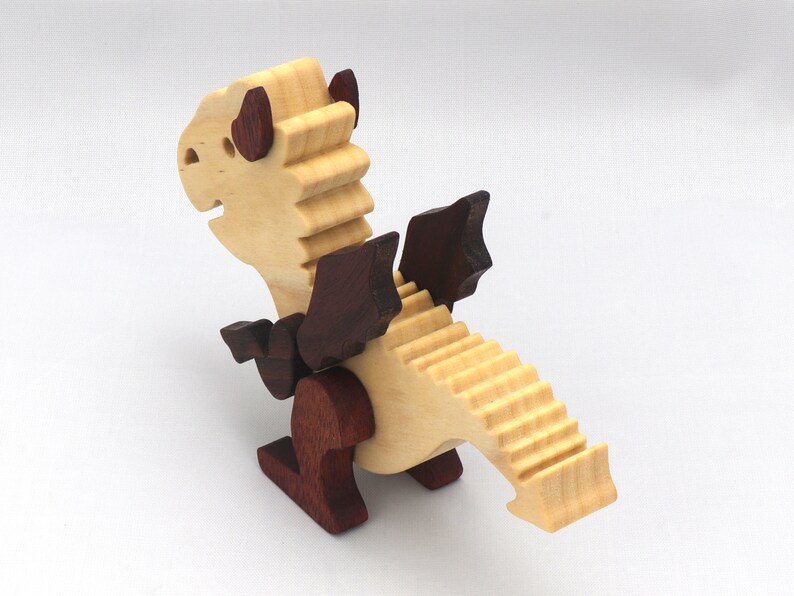Handmade mythical fantasy dragon figurine crafted from select hardwoods and finished with custom mineral oil and wax blend from my Buddies Dragons Collection.