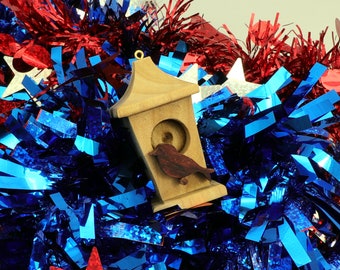Wooden Miniature Birdhouse Ornament