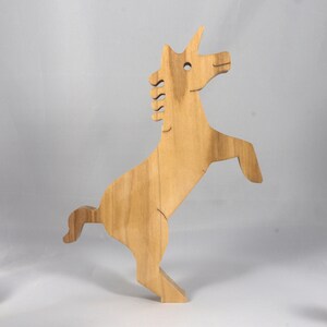 Wood Puzzle, Unicorn Family, Mom, and Babies, Handmade and Finished Freestanding Stackable Toy Fantasy Animal