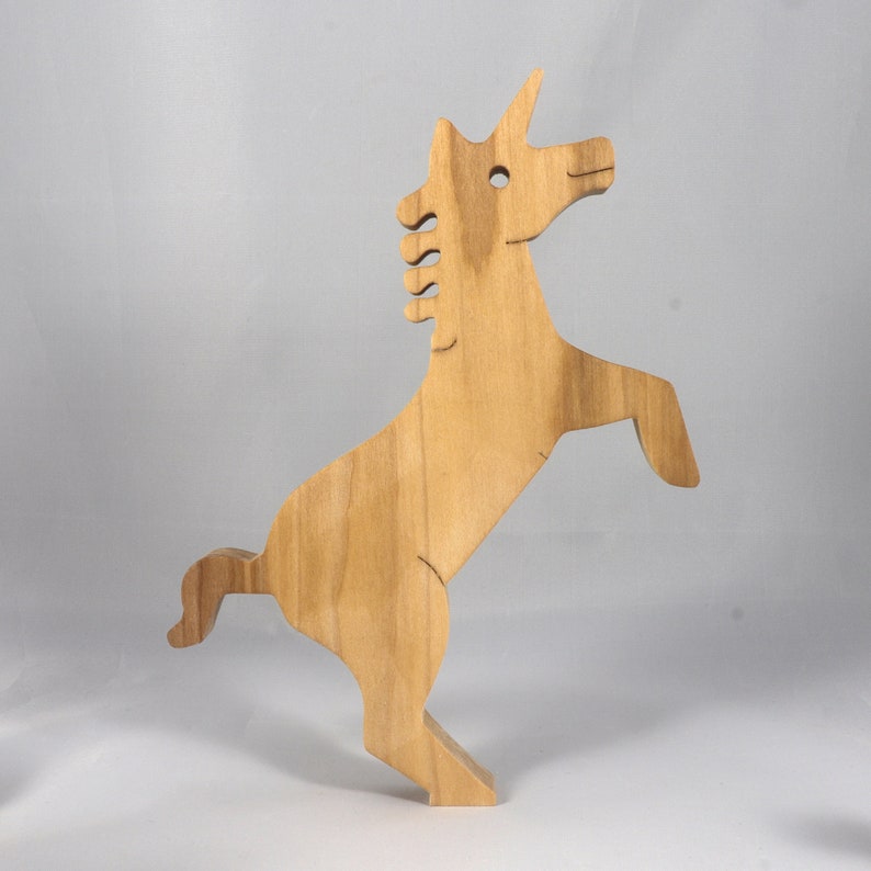 Wood Puzzle, Unicorn Family, Mom, and Babies, Handmade and Finished Freestanding Stackable Toy Fantasy Animal