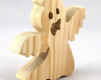 Halloween Ghost Cutout Unfinished Wood Ready To Paint Freestanding for Toys, Crafts, or Decoration