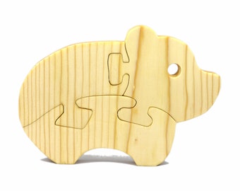 Wood Baby Bear Cub Puzzle – 3 Piece First Puzzle for Toddlers