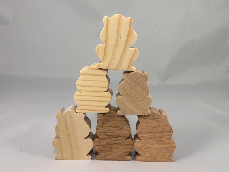 Handmade Wooden Toy Frog Cutout, Unfinished, Unpainted, Paintable, Ready to Paint, Freestanding, Chunky, and Stackable