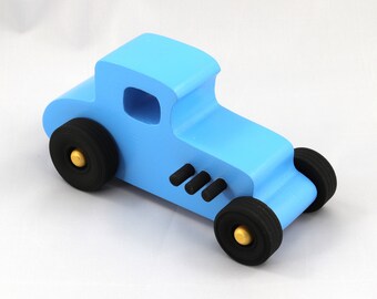 Handmade Wooden Toy Car: 1927 T-Coupe Hot Rod - Baby Blue
