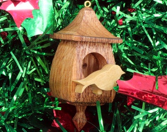 Wooden Miniature Birdhouse Ornament