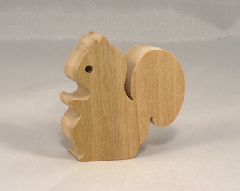 Handmade Wooden Squirrel Cutout, Unfinished Mini Animal Toy, Made In The USA