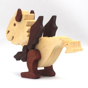 Handmade mythical fantasy dragon figurine crafted from select hardwoods and finished with custom mineral oil and wax blend from my Buddies Dragons Collection.